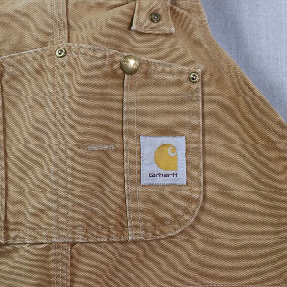 Vintage Carhartt Duck Overalls Men’s 42x30 Brown Workwear USA Made Distressed - Picture 3 of 16